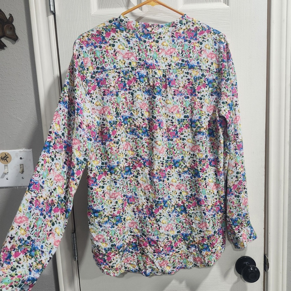Kut From The Kloth Blouse S Colorful Abstract Floral Rayon Button Front Top - Picture 15 of 16